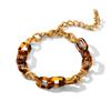 Color-block geometric oval bracelet for women, vintage Maillard style gradient amber hand jewelry, titanium steel accessories