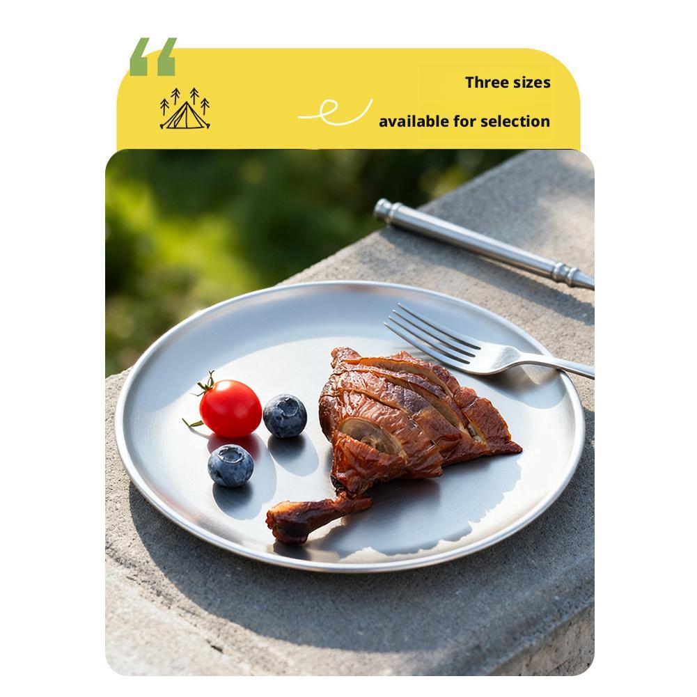 20CM Titanium Camping Plate Multi-Purpose Camping Plate For Barbecue Home Titanium Dinnerware Round Frosted Picnic Gear