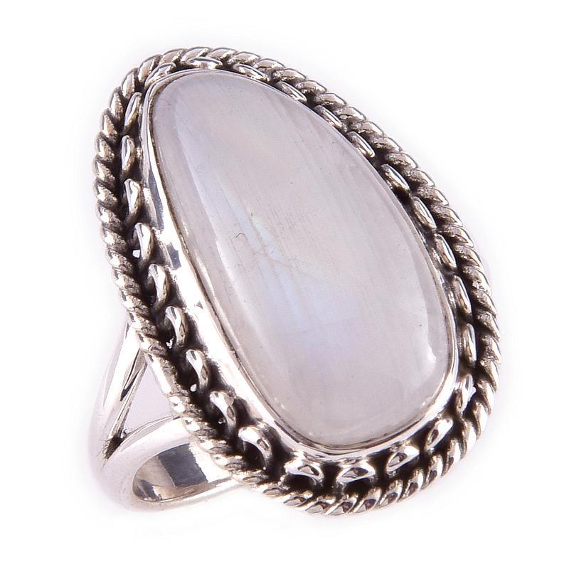 Natural Rainbow Moon Stone Gemstone Handmade 925 Sterling Silver Ring S.7 s4f85