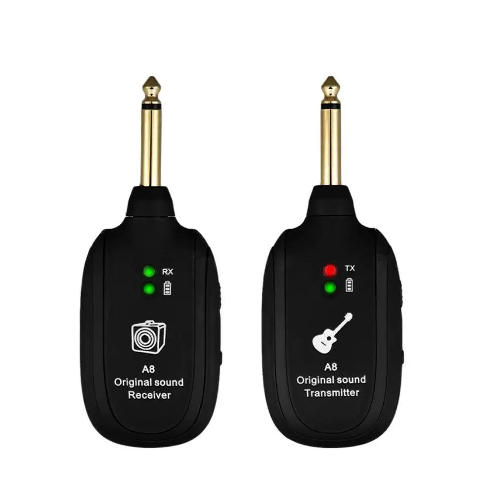 A8 UHF Guitar Wireless System Transmitter Receiver Built-in Rechargeable Wireless Guitar Transmitter For Electric Guitar Bass