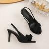 Sexy Summer Women Sandals Open Toe High Heels Thin Thick Heel Bow Backless Hollow Out Vintage Shoes Ladies