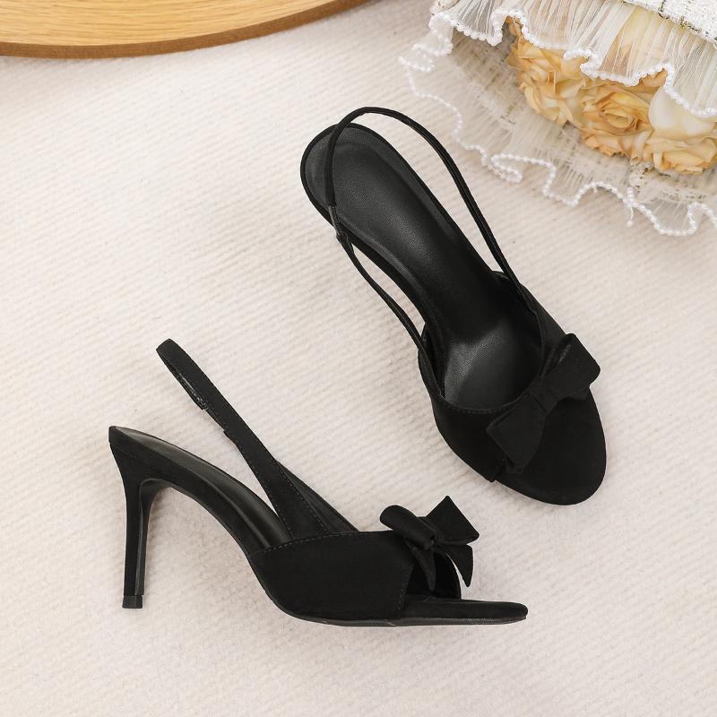 Sexy Summer Women Sandals Open Toe High Heels Thin Thick Heel Bow Backless Hollow Out Vintage Shoes Ladies