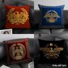 Gold Imperial Eagle Rome Spqr Cushion Cover Natural Linen Organic Fabric Double-Sided Printing Sofa Home Decor Gift Pillow Case