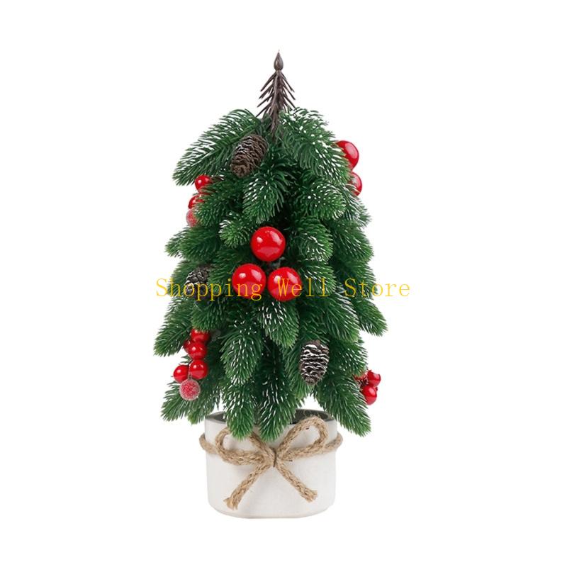 KX4B Christmas Tree Ornaments Small Decorative Small False Tree with Base Party Supplies for Home Holiday Desktop Decoration