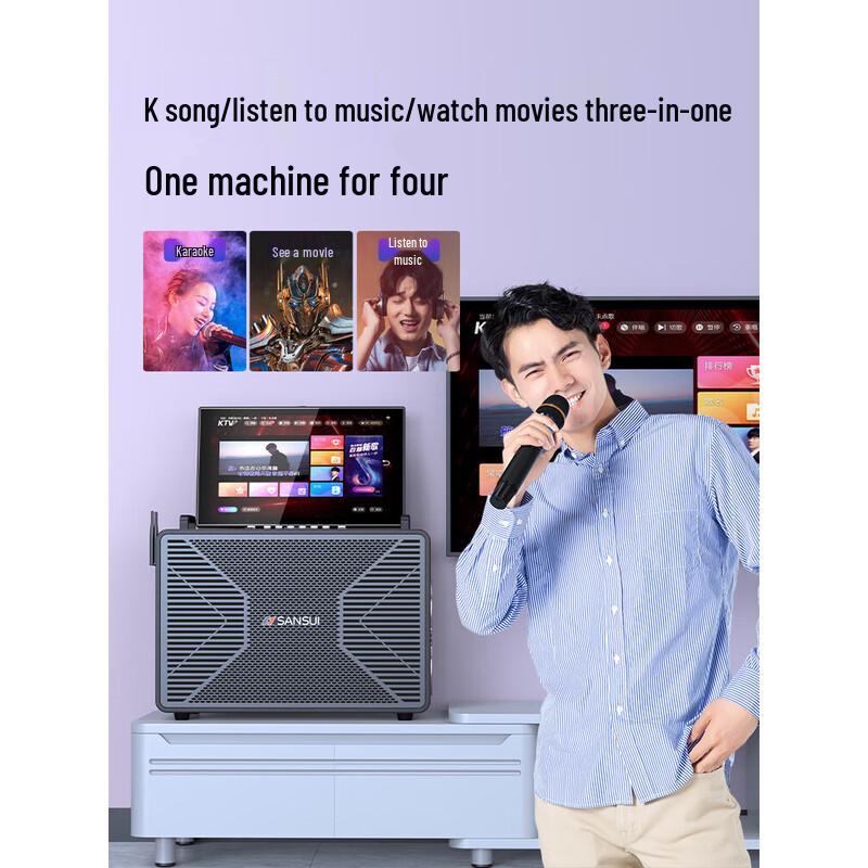 SANSUI C2 All-in-One Home KTV & Outdoor Karaoke Speaker with Display CN plug (adapter included)
