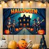 Halloween Banner Happy Halloween Tapestry Pumpkin Skeleton Castle Ghost Print Home Party Wall Hanging Decor Flag