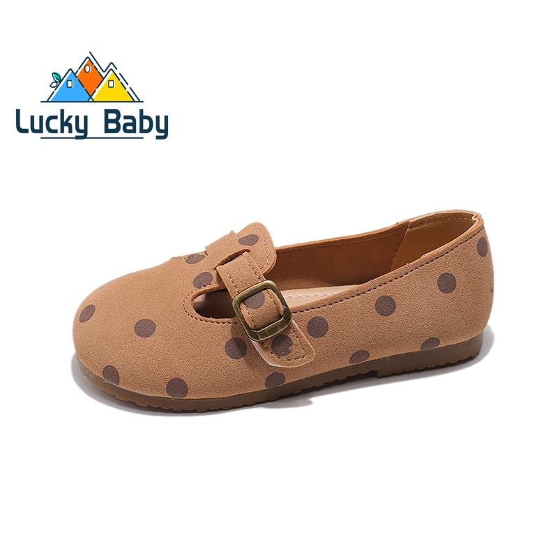 

Childrens Leather Shoes with Round Toe Belt Buckle Non Slip Soft Sole Spring Outdoor Khaki/pink Suede Girls Leather Shoes 24