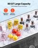 75.71 L Rolling Ice Chest, Holds Up To 50 Bottles / 110 Cans, Portable Patio Party Bar Drink Cooler Cart with Bottom Shelf, Beverage Pool with Side