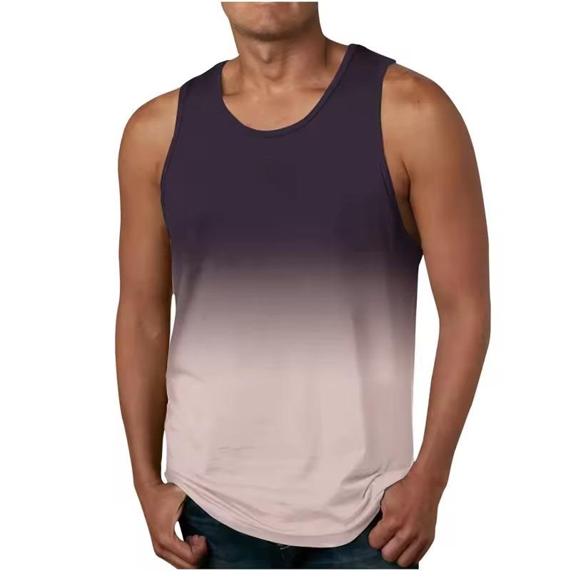 Débardeurs d'été à imprimé 3D dégradé pour hommes, streetwear décontracté, débardeur sans manches oversize, musculation, gilet de gym pour hommes, vêtements pour hommes