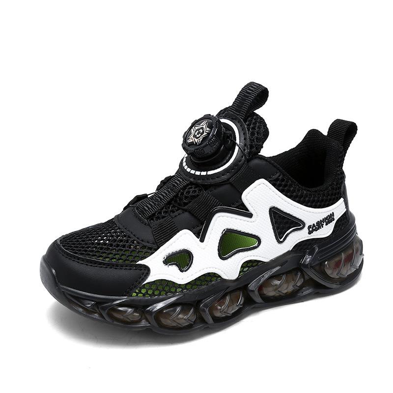 Boys  shoes summer hollow breathable children s mesh shoes medium older boys trend running shoes 28 чёрный