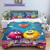 M&M's Custom Name Pattern Bedding,Quilt Set Quilt Cover Pillowcase Home Birthday Gift(1 * Duvet Cover + 2 * Pillowcase, Without Core)