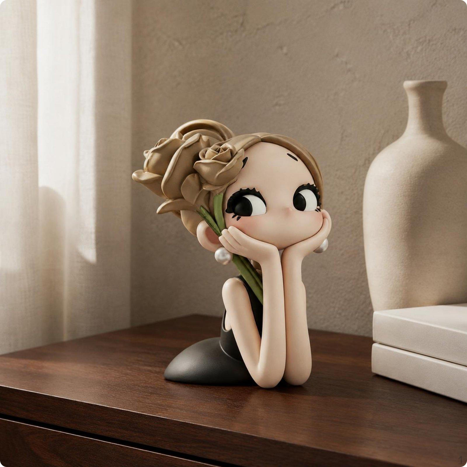 Cartoon Girl Statue Presentable Figurine Contemporary