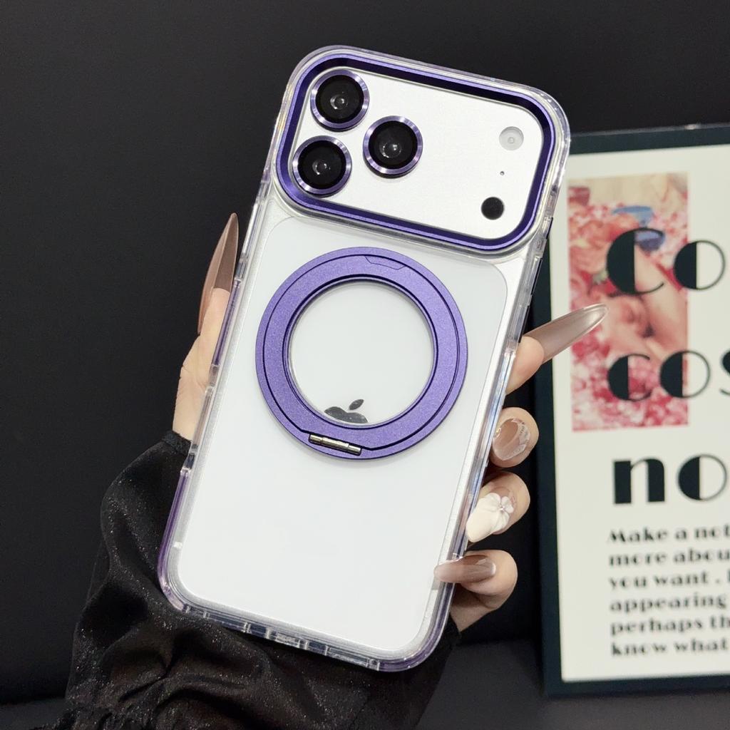 Applicable to iPhone17ProMax color edge magnetic suction bracket mobile phone case Apple 16Pro anti-drop 15 protective case