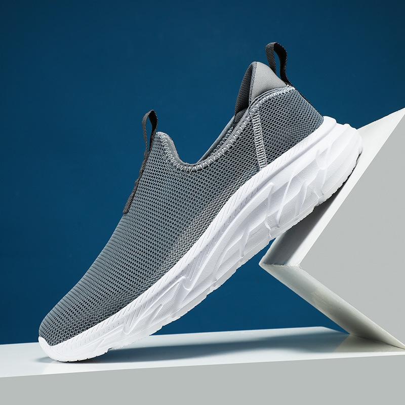 Casual men's shoes breathable and comfortable running shoes mesh shoes lazy black sports mesh cloth shoes