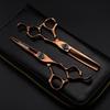 6" Antique Bronze Feather Gem Hairdressing Scissors - Straight & Thinning Shears