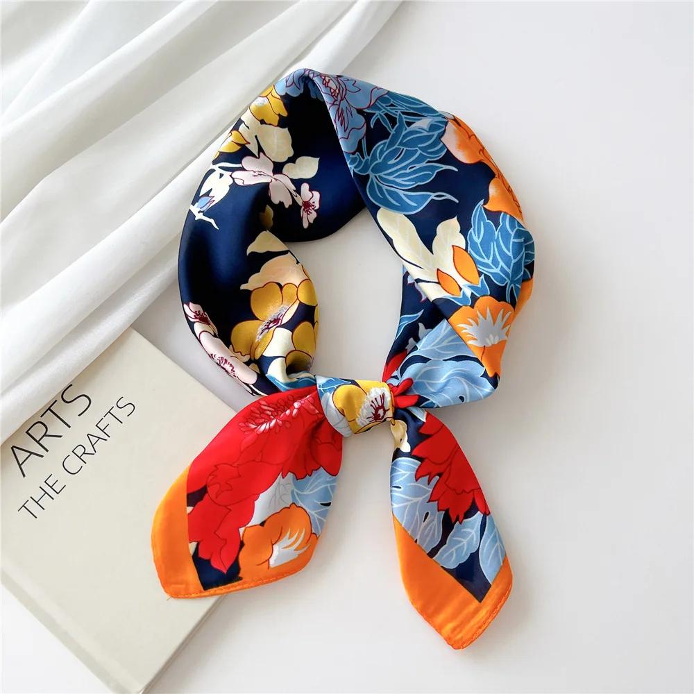 

Women Neck Scarves Square Handkerchief Cute Hijab Scarfs 70cm Small Shawls Silk Satin Neckerchief Hair Band Tie Scarf For Ladies 70x70cm