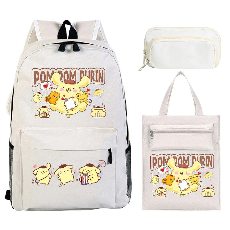 Pudding Dog Cartoon Children'S Schoolbag Three-Piece Set For Primary And Secondary School Students Versatile Backpack Tutoring Bag Pencil Case