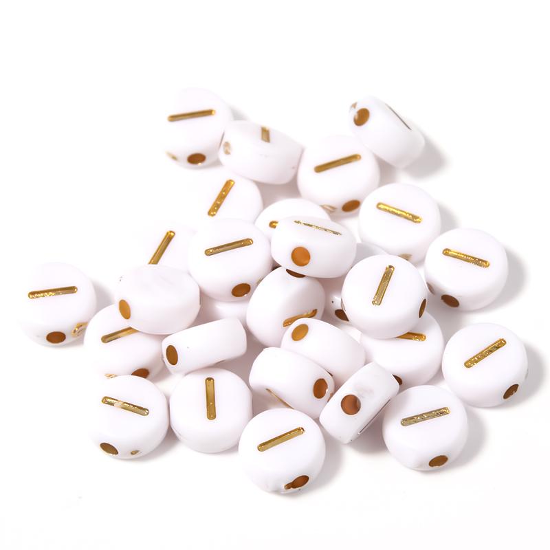 100Pcs 7mm Acrylic Alphabet Beads A-Z Gold Color Letters Beads For Jewelry Making Flat Round Spaced Bead DIY Bracelet Necklace