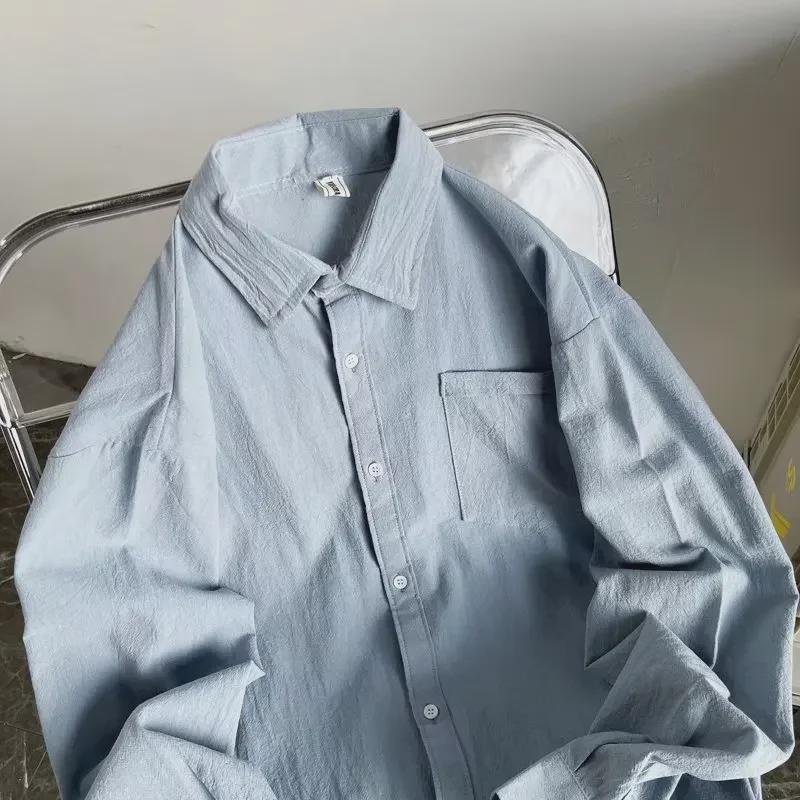 2023 Men's Hong Kong-Style Loose-Fit Splicing Long-Sleeved Shirt - New Spring Design