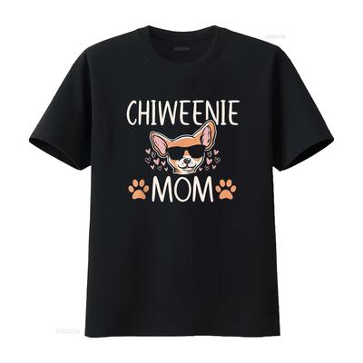 Chiweenie Love Cool Chihuahua Cute Dog Mom Owner Lover T Shirt Vintage Washed Top For Everyday Wear Slightly Breathable