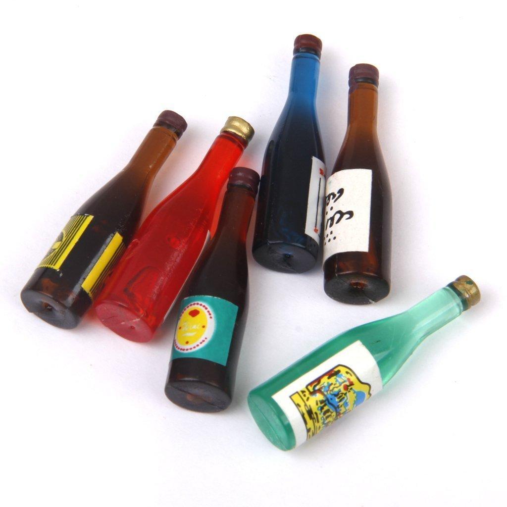 Conjunto de 6Pcs colorido botellas de vino Casa de muñecas en miniatura escala 1:12 Juguete Decoración Fo