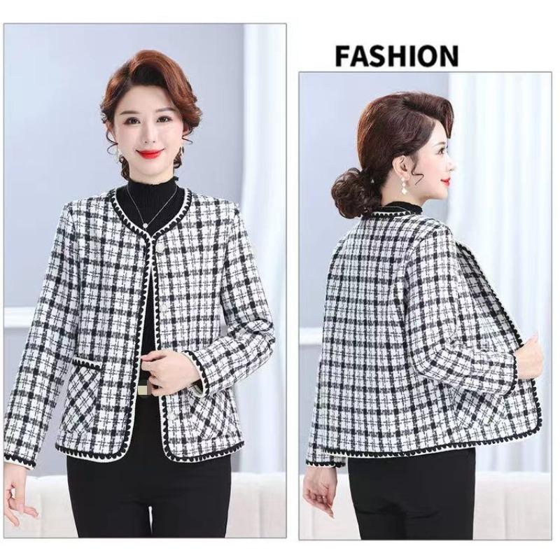 Fashion mother's versatile short Xiaoxiangfeng jacket middle-aged women's clothing autumn and winter clothing new velvet top cardigan