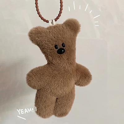 Teddy Bear Squeak Keychain Pendant Cartoon Cute Plush Doll Toy Kawaii Soft Stuffed Bag Charms Decorations For Children Gift