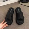 Thick-soled one-word slippers for women's summer wear 2025 new models with skirts French casual high-end seaside beach sandals