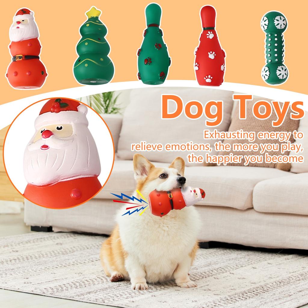 Christmas Pet Toys, Vinyl Sounds, Dog Teething Toys, Chew-resistant Toys.