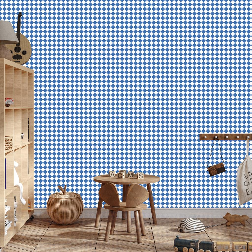 Geometric rhombus wallpaper blue, azure and white 50x1000