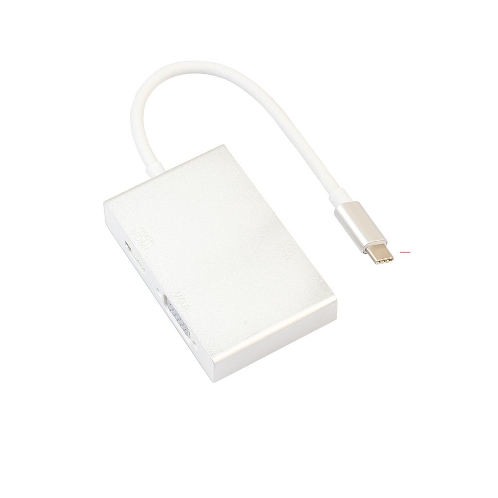 Type-C to HDMI+VGA+DVI+USB3.0 4-in-1 Multi-functional Adapter Type-C Hub for New MacBook Pro Splitter Hub Dock