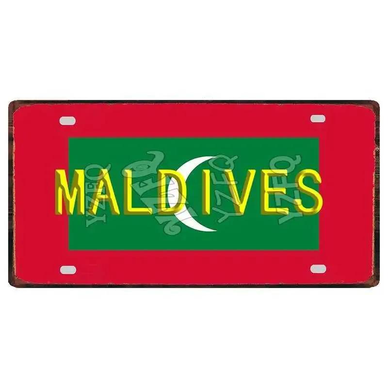 30X15Cm National Flag Egypt Maldives Latvia Metal Tin Logo Tourist Souvenir Wall Bar Shop Home Decoration Dc-1321B