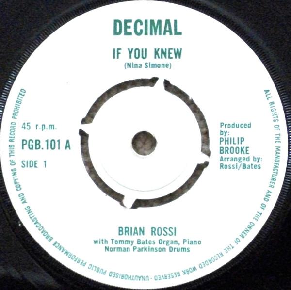 

7inch Record BRIAN ROSSI - If You Knew PGB101 Decimal UK Pop Used