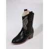 Large Size New Western Cowboy Boots Embroidered Knight Boots Medium Tube Martin Boots Long Boots Women