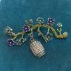 Vintage Rhinestone Plum Blossom Brooch: Women's Floral Lantern Corsage Accessory