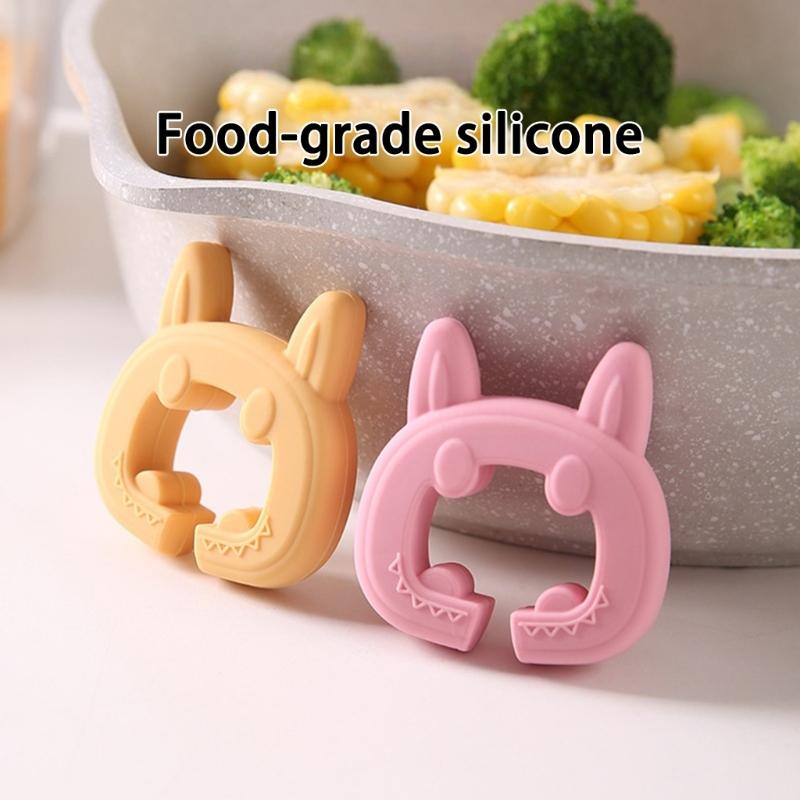 Cute Cats Ear Silicone Spatula Spoon Holder Heat Resistant Kitchen Tool Organizers Adjustable Clip For Cooking Utensils