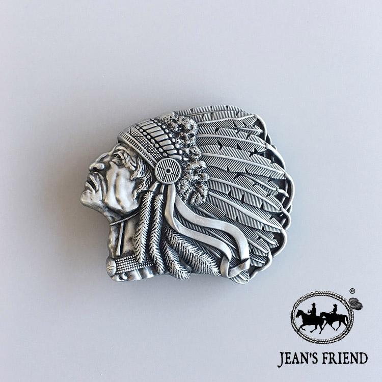 [Jean's Friend] Classic Indian Series Belt Buckle "Indian Chief Profile"