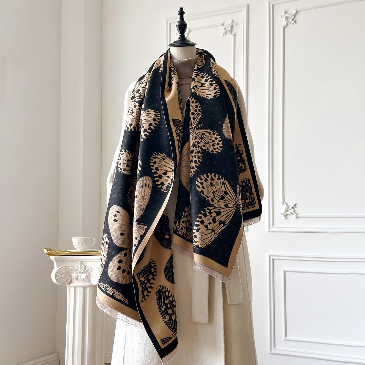 

Women s Luxury Winter Cashmere Pashmina Scarf Butterfly Print Thick Warm Shawl Cozy Foulard Blanket Wrap