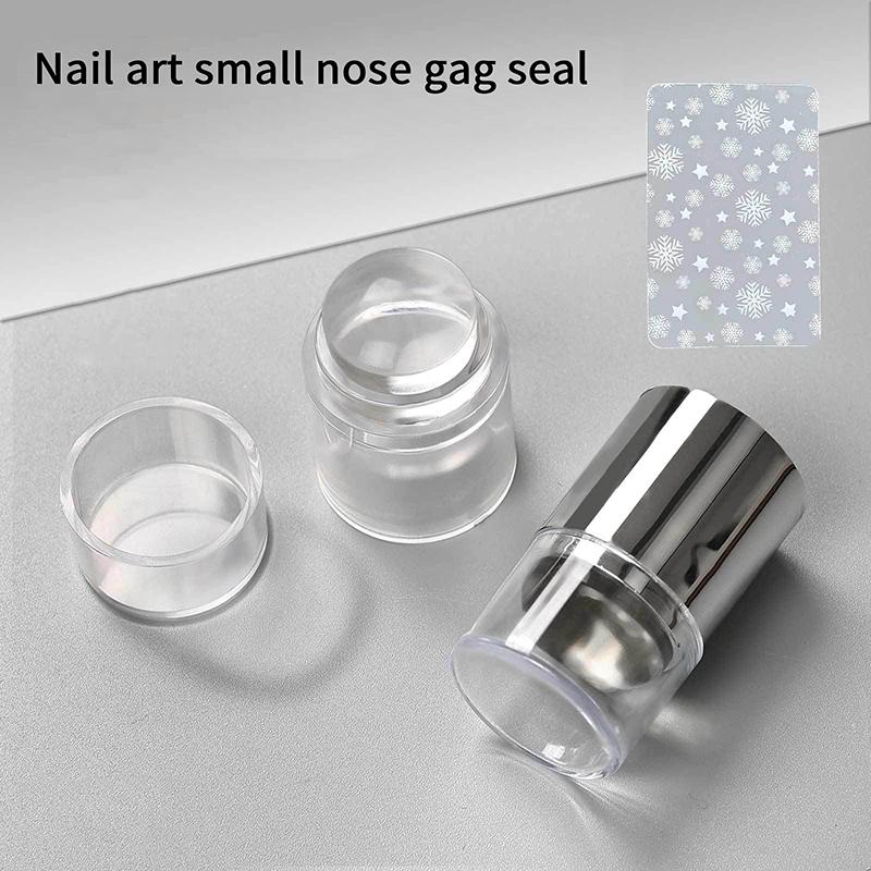 Jelly Silicone Nail Stamper With Scraper Transparent Nail Templates Stamp For Stamping Polish Printing Manicure Tools
