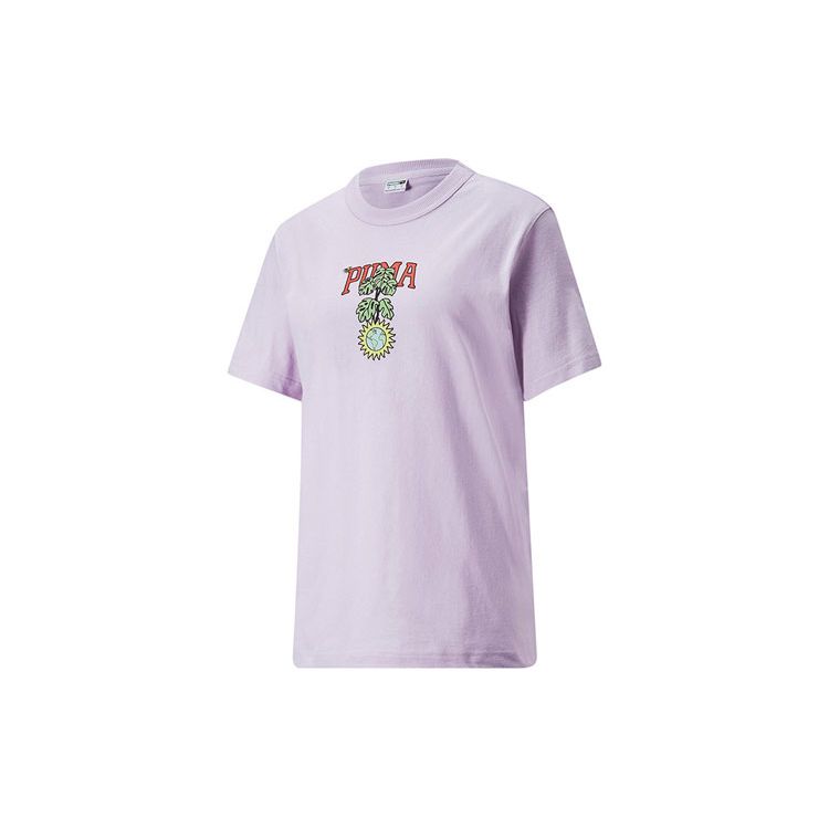 

Puma Футболка Downtown Relaxed Graphic Tee Cartoon Plant Letter Print Sports Casual Short Sleeve T Shirt Women Tops Light-Fiolet 535413-17 S