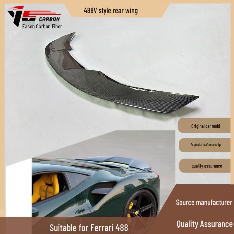 Ferrari 488 V-Style Carbon Fiber Rear Wing & Air Deflector Spoiler (2015-2019)