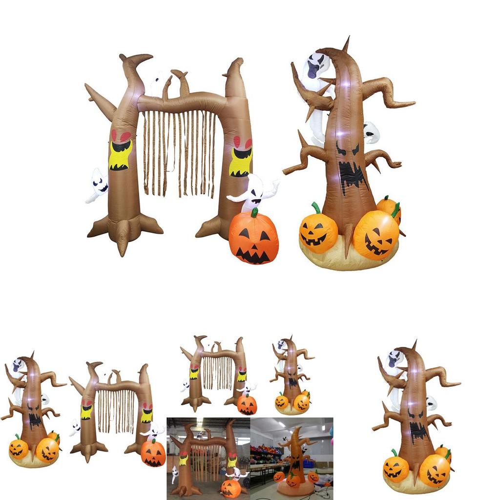 Halloween Air Blown Inflatable Yard Decor Featuring A Spooky Ghost Tree Arch With Led Lights