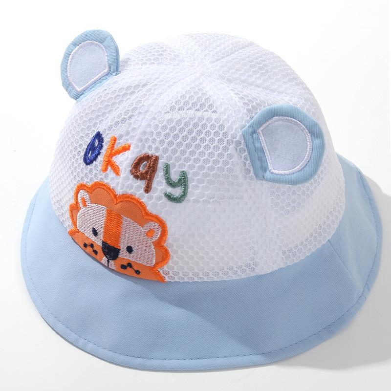 Baby Boys Girls Cartoon Lion Mesh Sun Hat With Uv Protection For Outdoor Activities
