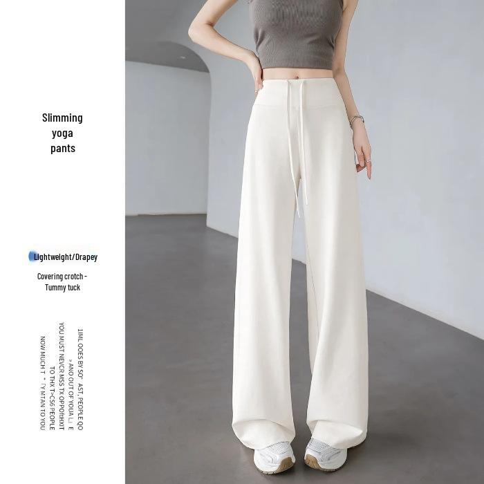 

Women s High-Waist Wide-Leg Yoga Pants for Spring/Autumn S грязно-белый