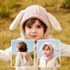 Plush Ball Kids Balaclava Hat Thickened Hooded Beanie Cartoon Kids Scarf Cap  Winter