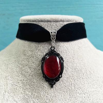 Gothic Vampire Cameo Pendant Choker Velvet Necklace For Women  Witchcraft