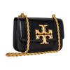 Tory Burch Eleanor 3D Brass Iconic Double T Logo Adjustable Metal Chain Strap Leather Small Square Crossbody Shoulder Bag Women Bags Black 73589-001