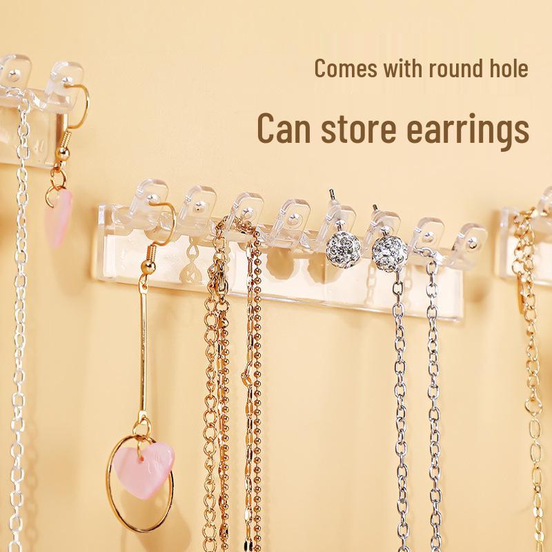 3-Piece Transparent Jewelry Wall Rack: 8-Hole Design for Earrings and Necklaces