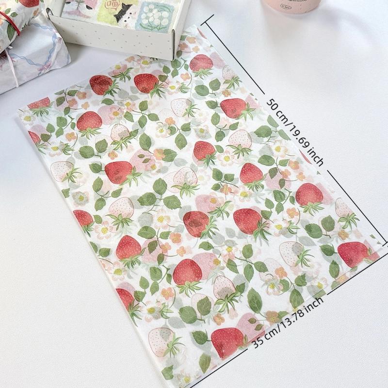 10 Sheets Cute Strawberry Snow Pear Paper Flower Bouquet Wrapped With Flower Lining Wedding Birthday Party Packing Decor Diy