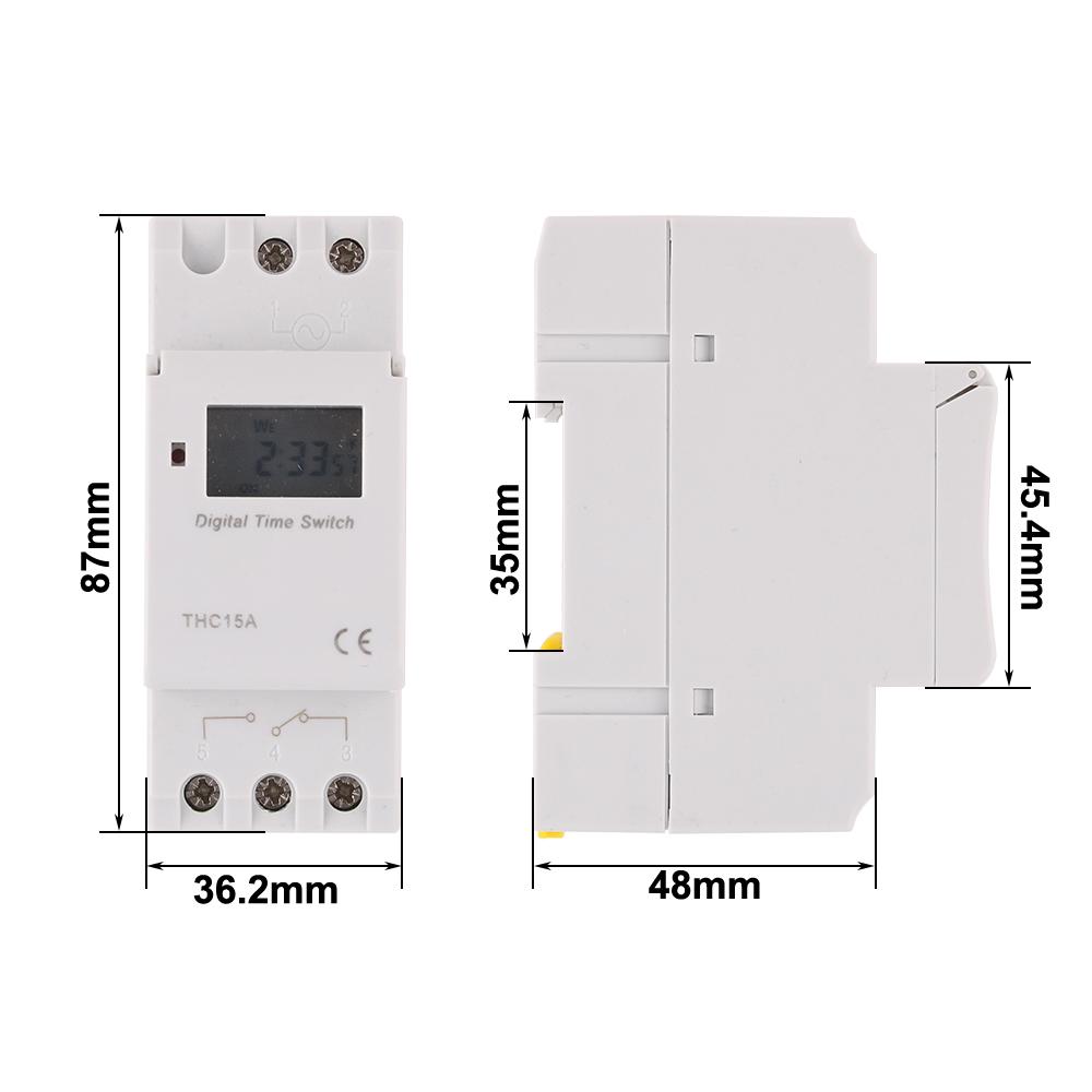 1pc Electronic Weekly 7 Days Programmable Digital Timer Switch Relay Control 220V 230V 10A Din Rail THC15A3